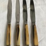 Twelve Art Deco horn and silver knives