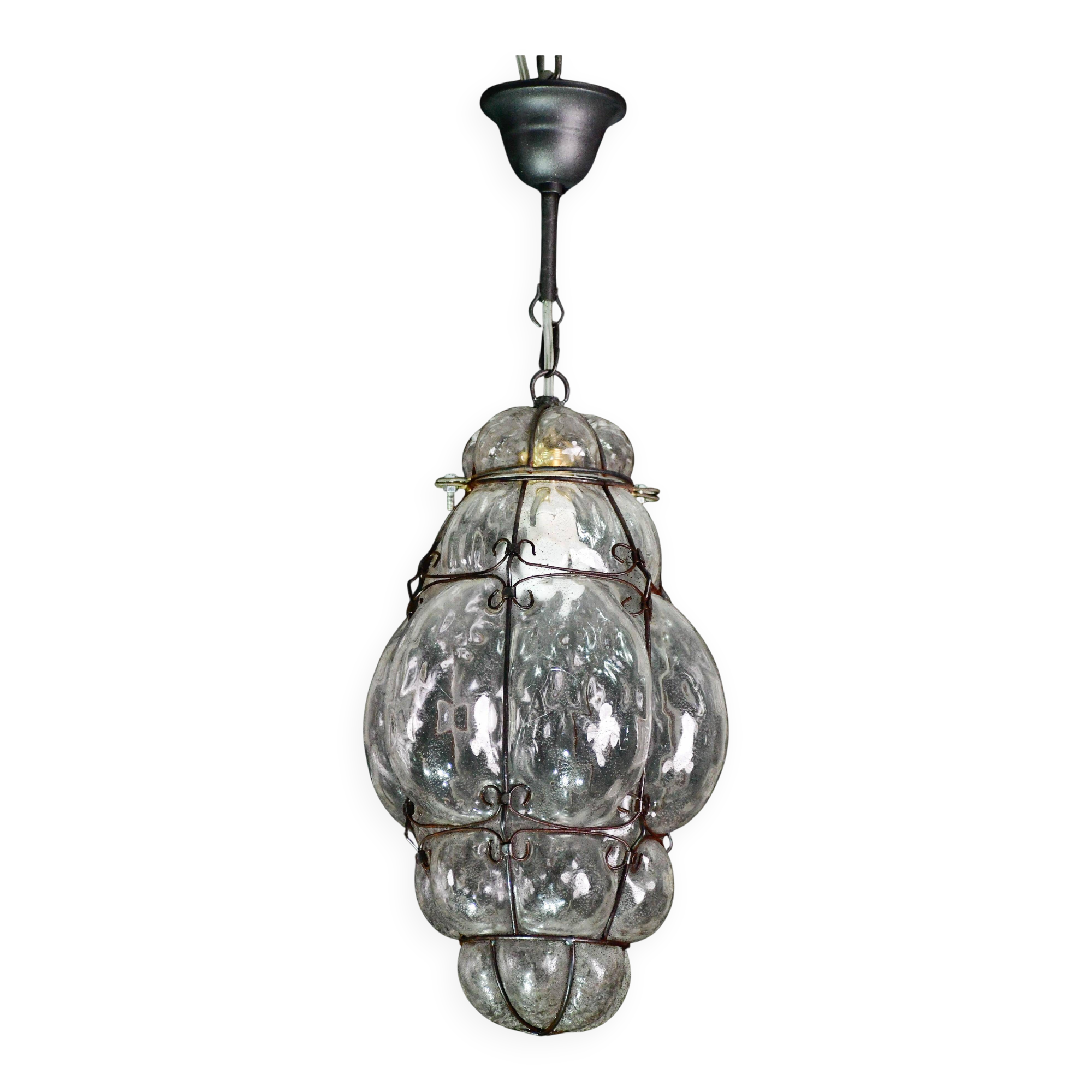 Venetian transparent lantern, Murano glass, Italy, 1970s