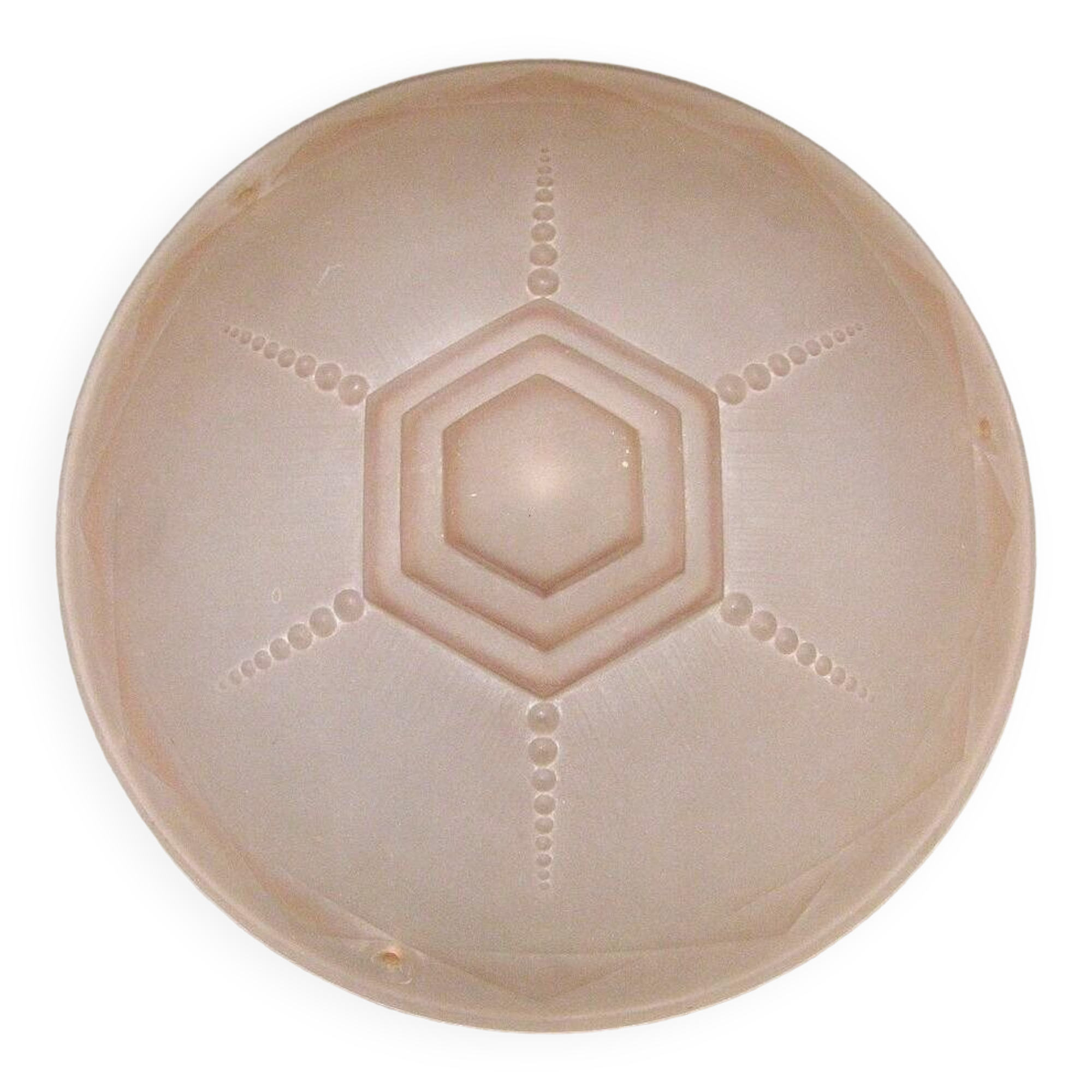 Ceiling lamp chandelier. Art Deco molded glass basin.