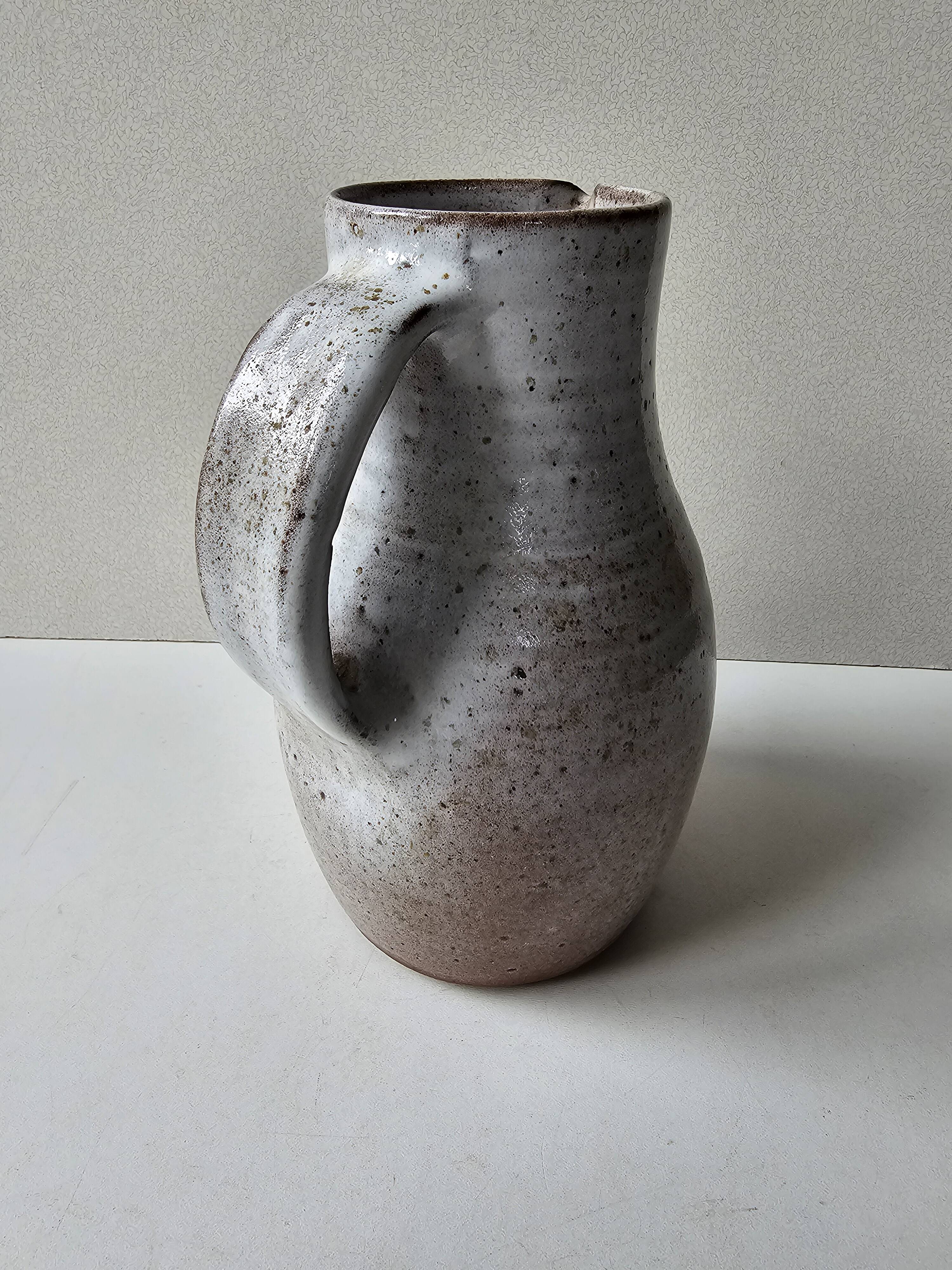 Glazed Ceramic Pitcher by Jeanne and Norbert Pierlot (Puisaye)