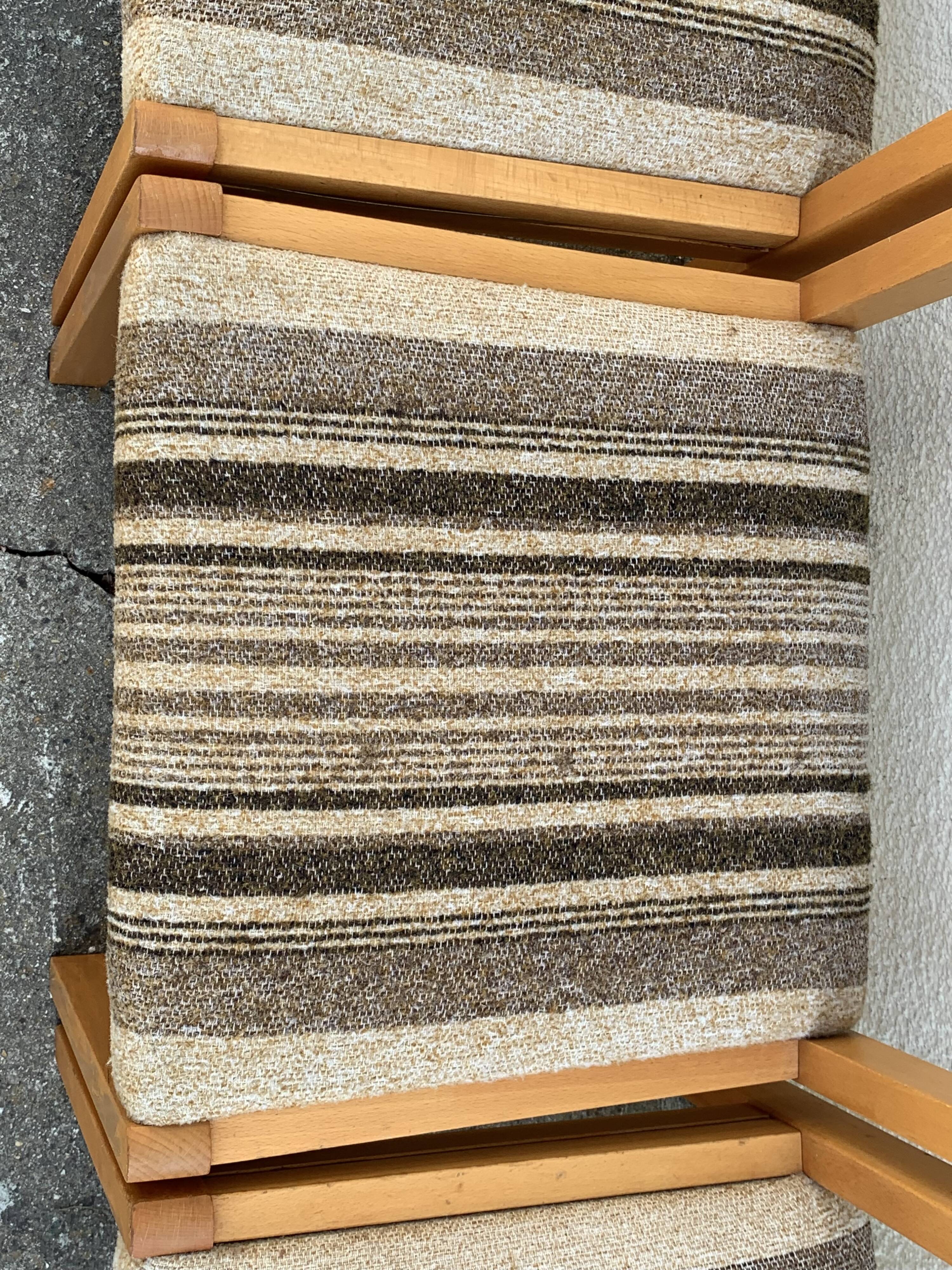 Suite of 4 chairs self beech brass and wool 1960