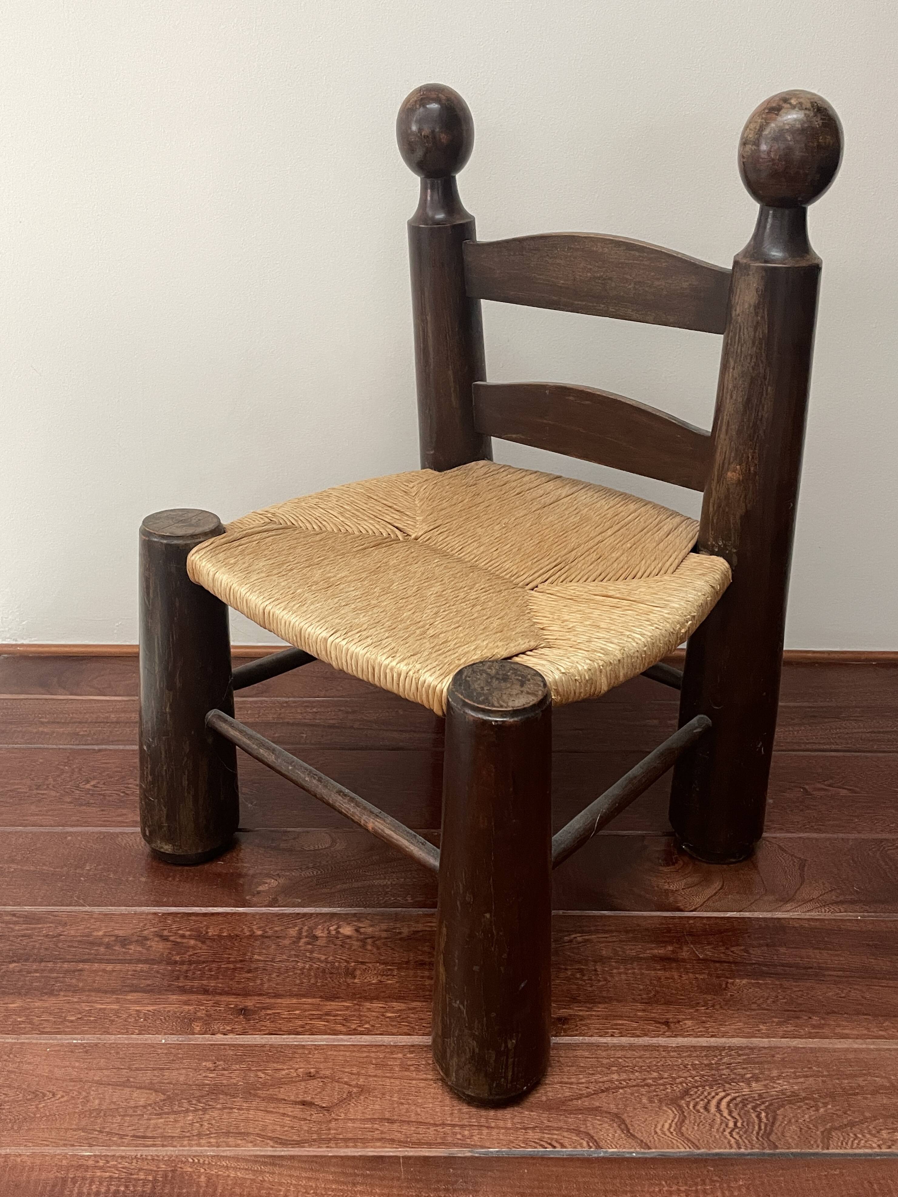 Brutalist low chair attributed to Charles Dudouyt, around 1940.