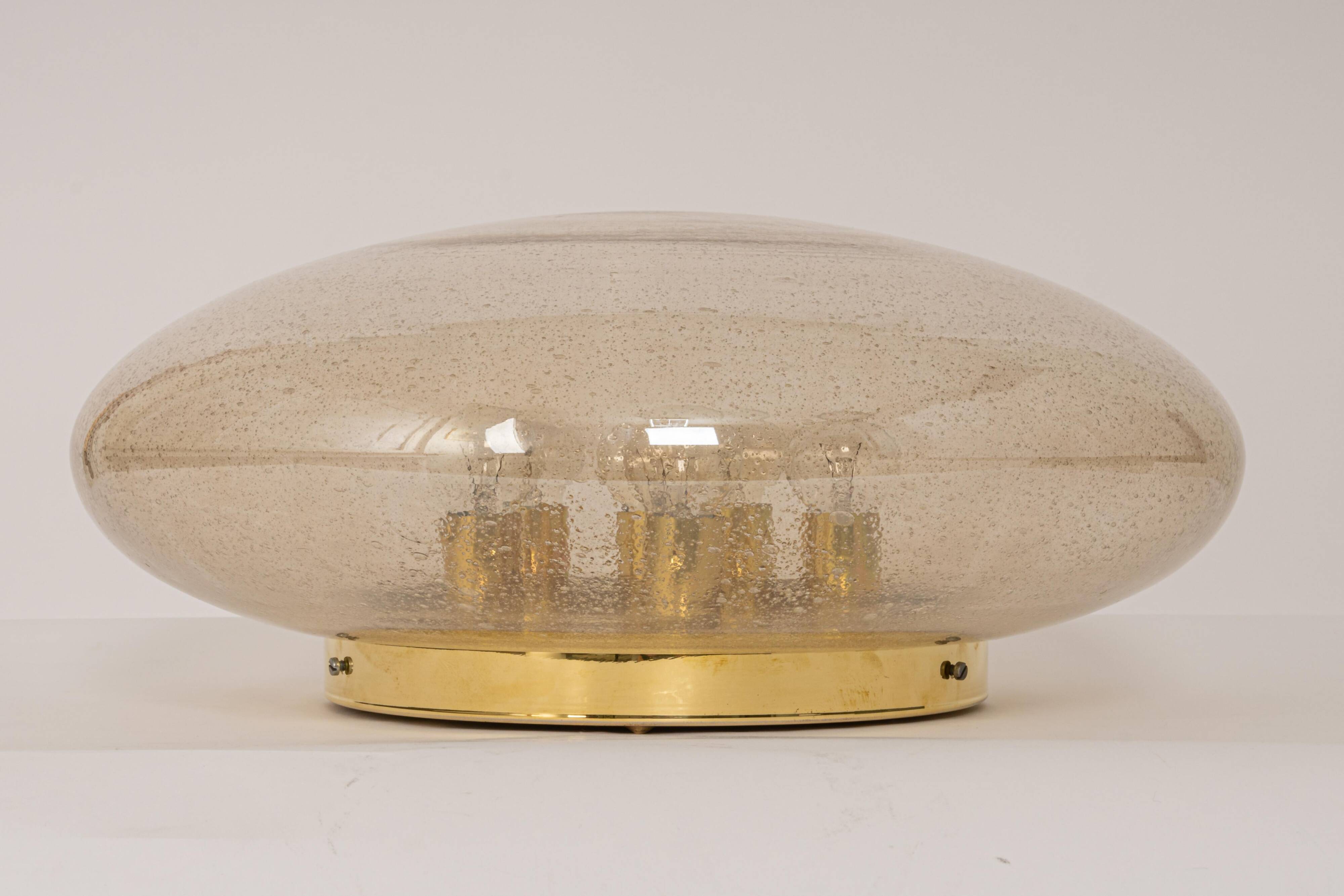 Large smoked glass ceiling light by Limburg, Germany, 1960s.