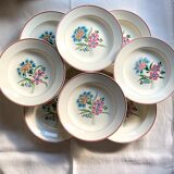 Set de 8 assiettes creuses anciennes en faïence Manufacture d’Onnaing