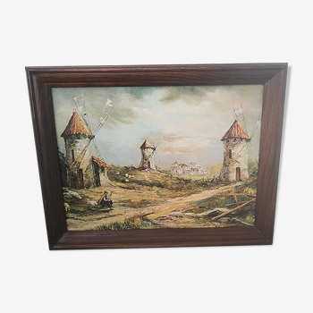 Landscape oil painting with wooden frame 45 * 36 cm