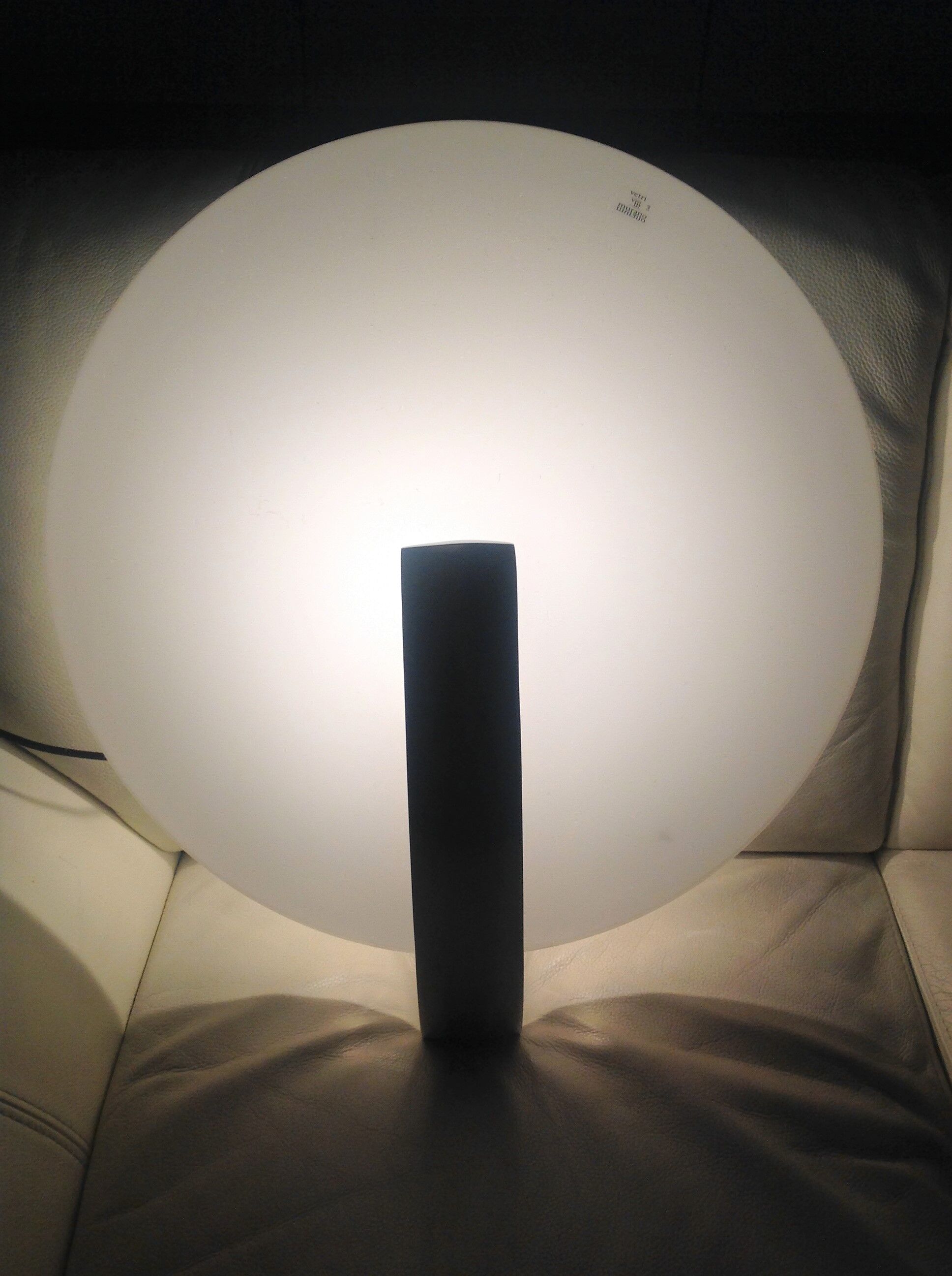 Circular frosted glass wall lamp and aluminum headband by Vetri Murano, vintage 70s-80s