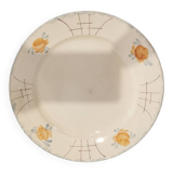 Ancien plat en faïence Terre de fer, peint à la main