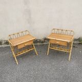 Pair of vintage rattan bedside tables