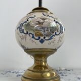 Antique lamp on earthenware vase attributed to Lunéville, monogram LN