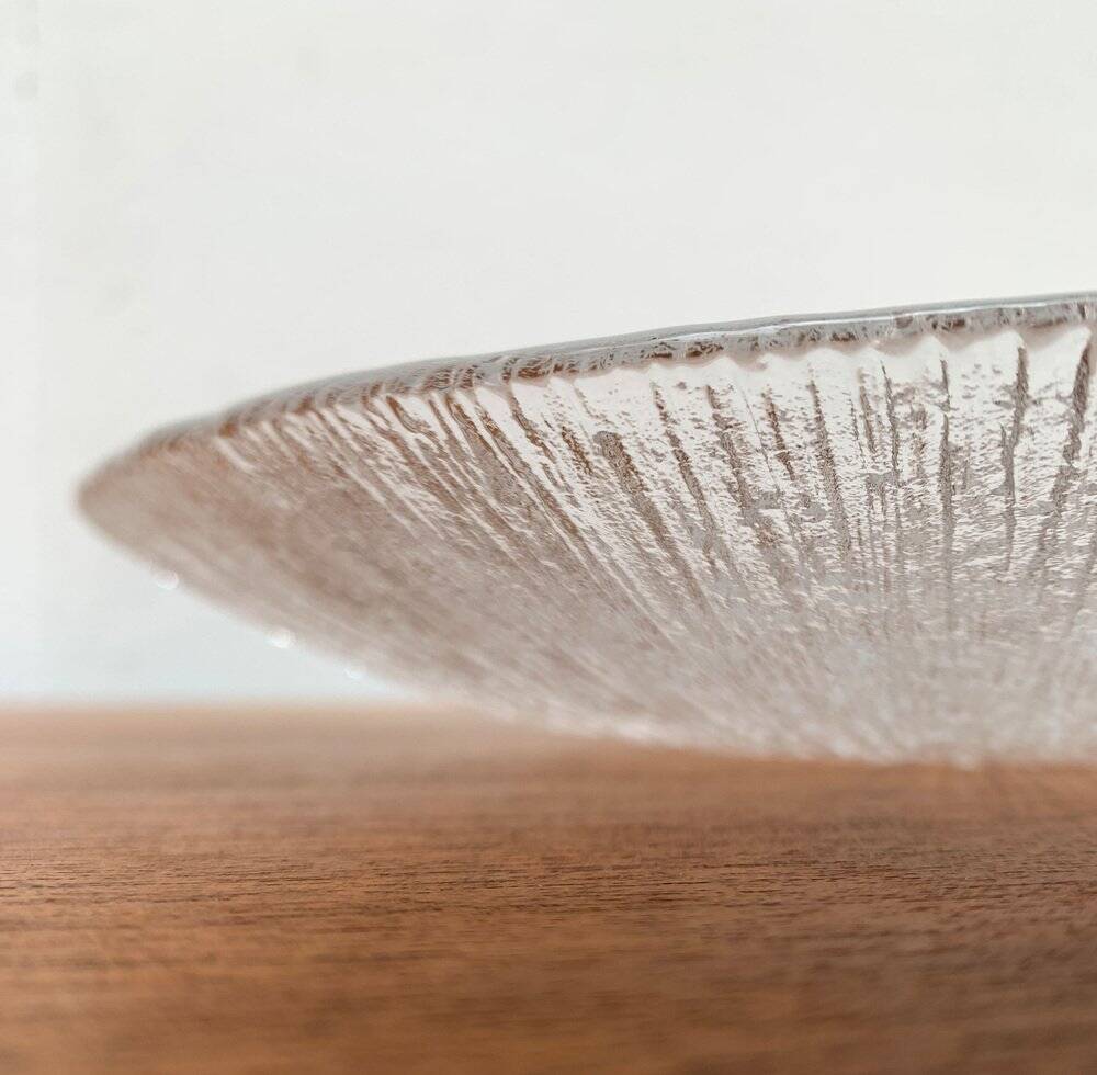 Vintage glass plates with bark design, set of 2.