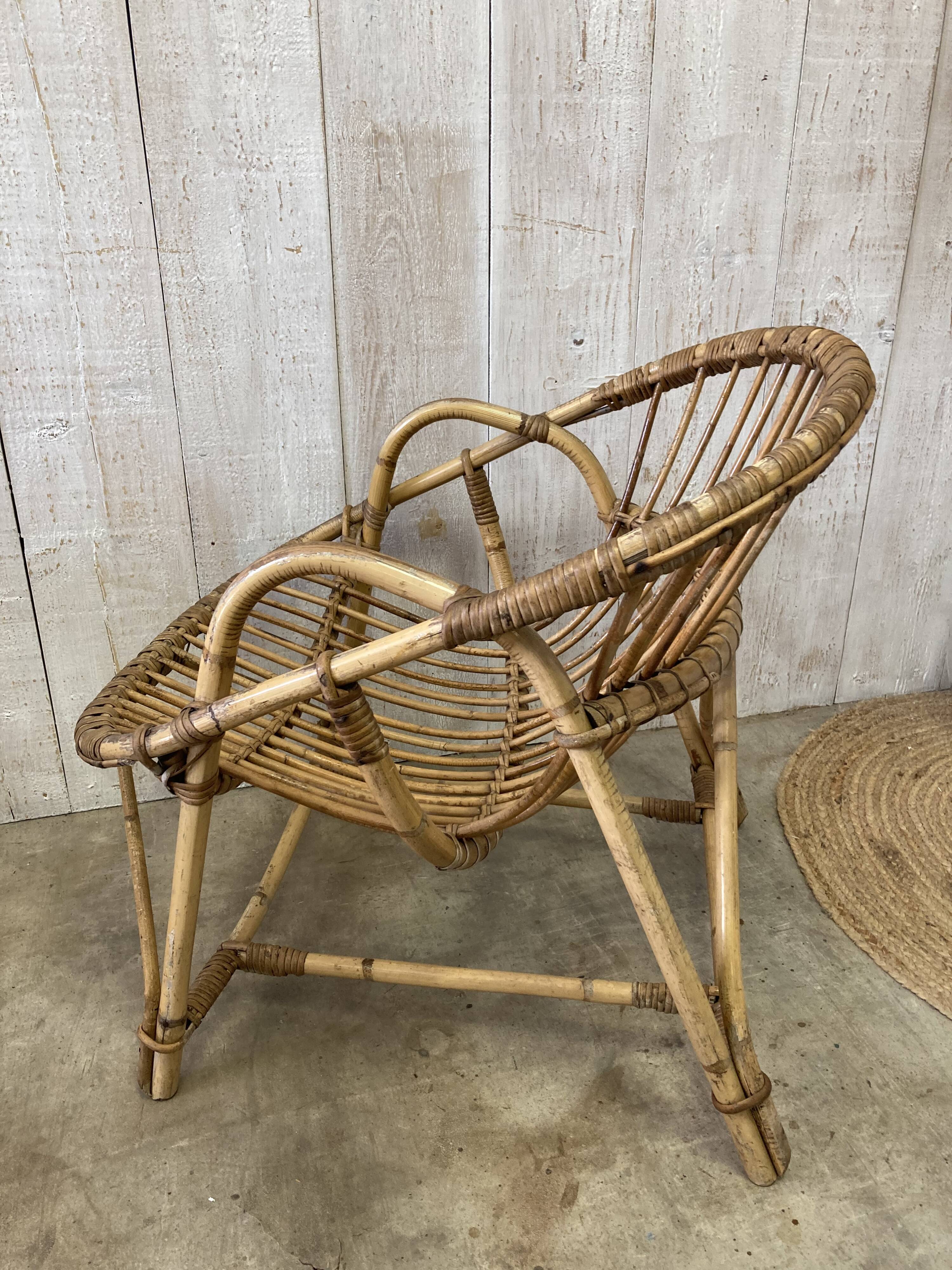 Pair of vintage rattan armchairs