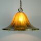 Vintage pendant lamp amber color acrylic and brass 1970s