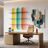 Multicoloured designer wall shelf in PMMA (plexiglass) 15 mm – 200×200×28 cm