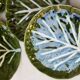 5 green ceramic dessert plates