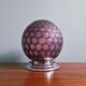 Art Deco ceiling light in frosted honeycomb glass, aubergine colour, 1930.