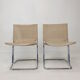 Set of 2 italian canvas and chromed metal chairs, 1970's