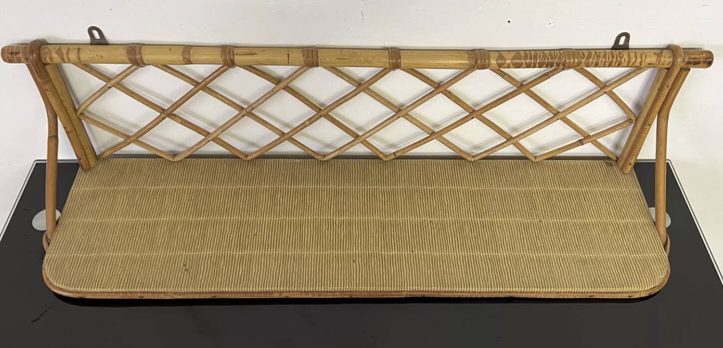 Vintage rattan wall shelf
