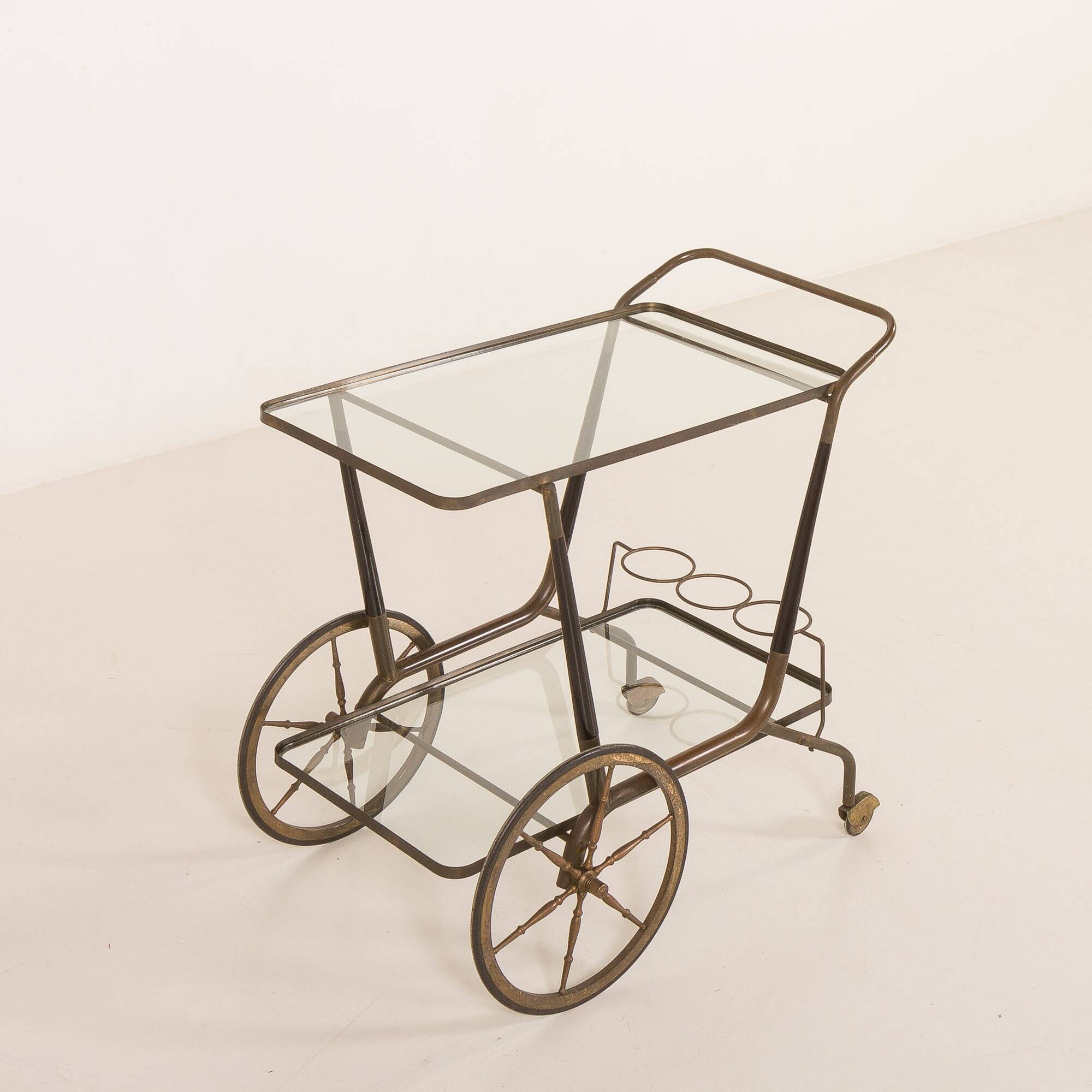Chariot de bar italien des années 50, chariot de service attribué à Cesare Lacca.