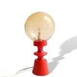 Solid wooden lamp painted orange