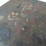 Painting on carved wood panel