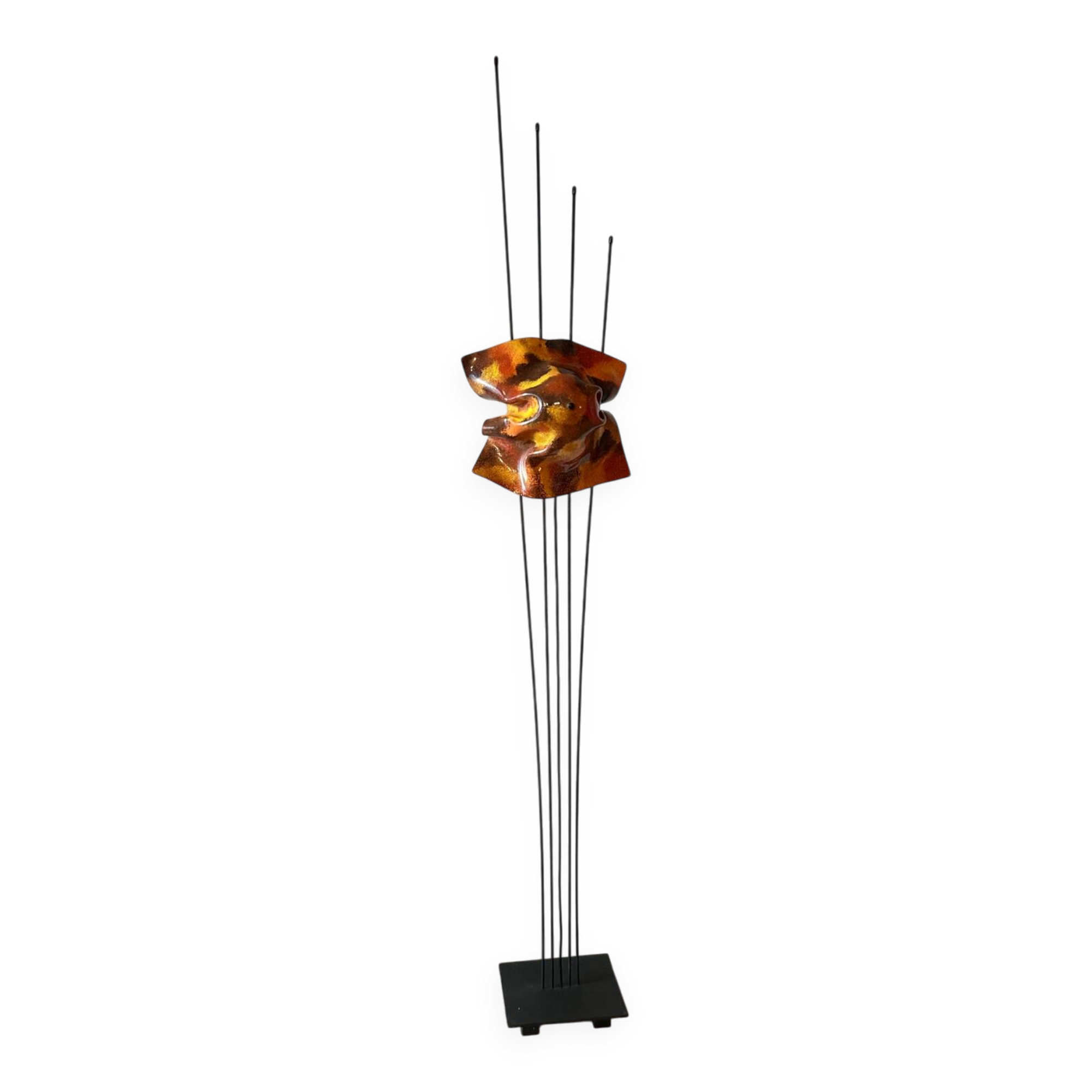 Lampe de sol vintage sculpturale – Verre artistique fait à la main