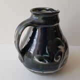 Glazed ceramic pitcher Signature identified signed Sceugau Coliutu