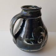 Glazed ceramic pitcher Signature identified signed Sceugau Coliutu