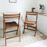 Lot de 2 chaises pliantes vintage en bois, design danois