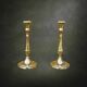 Pair of polished brass candlesticks – 1950s 60s