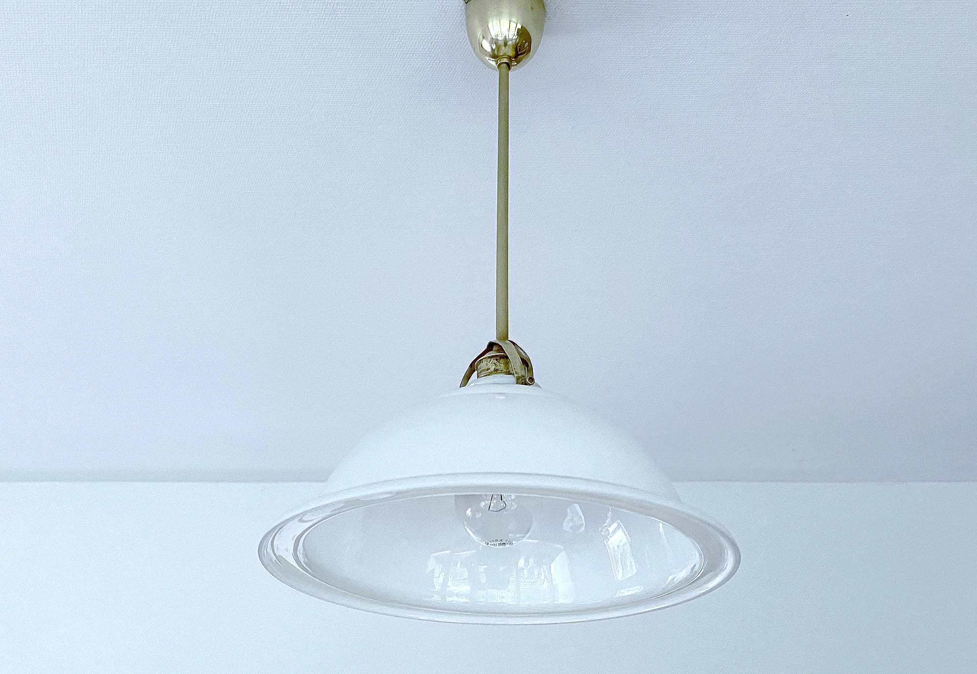 Art Deco pendant lamp, brass glass