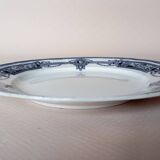 Flat plate in ironstone "Medallion" blue from St Amand and Hamage
