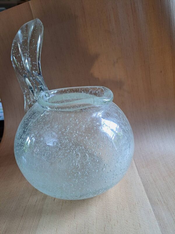 Vase en verre bullé signé Schneider France 1950