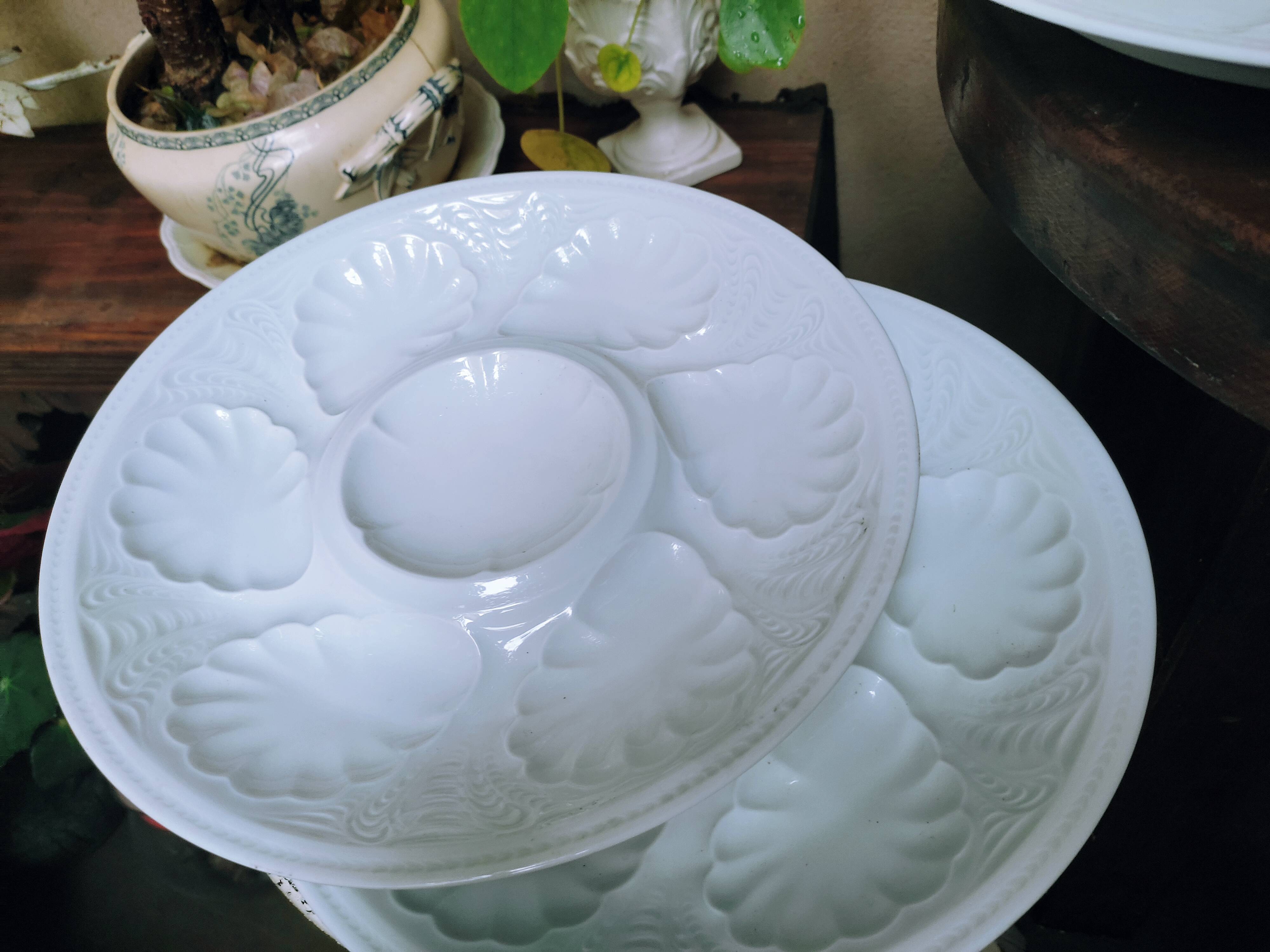6 porcelain oyster plates by Tharaud