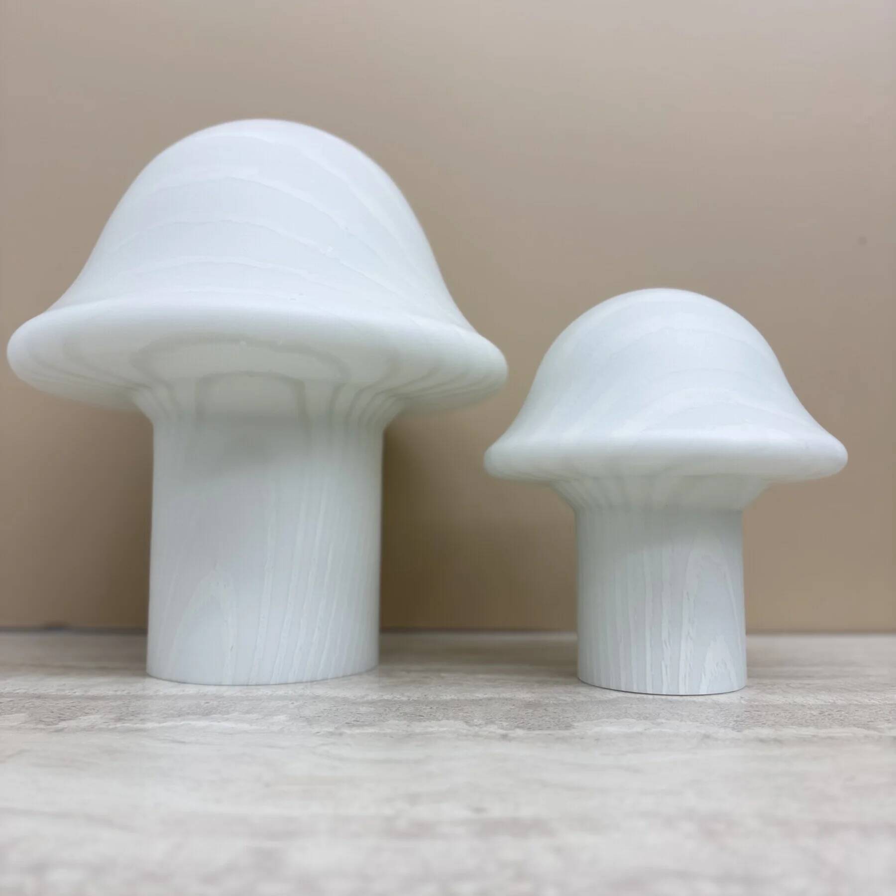 Pair of Peil & Putzer Mushroom Zebra table lamps, 1970s