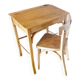 Desk, school desk and its Bauman chair, old children's desk, children's furniture 1960.