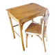 Pupitre,bureau d’écolier et sa chaise Bauman, ancien bureau enfants, mobilier enfant 1960.