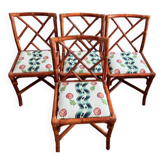 Chaise en Bambou années 30 - original en rouge avec Tissu  Le Manach