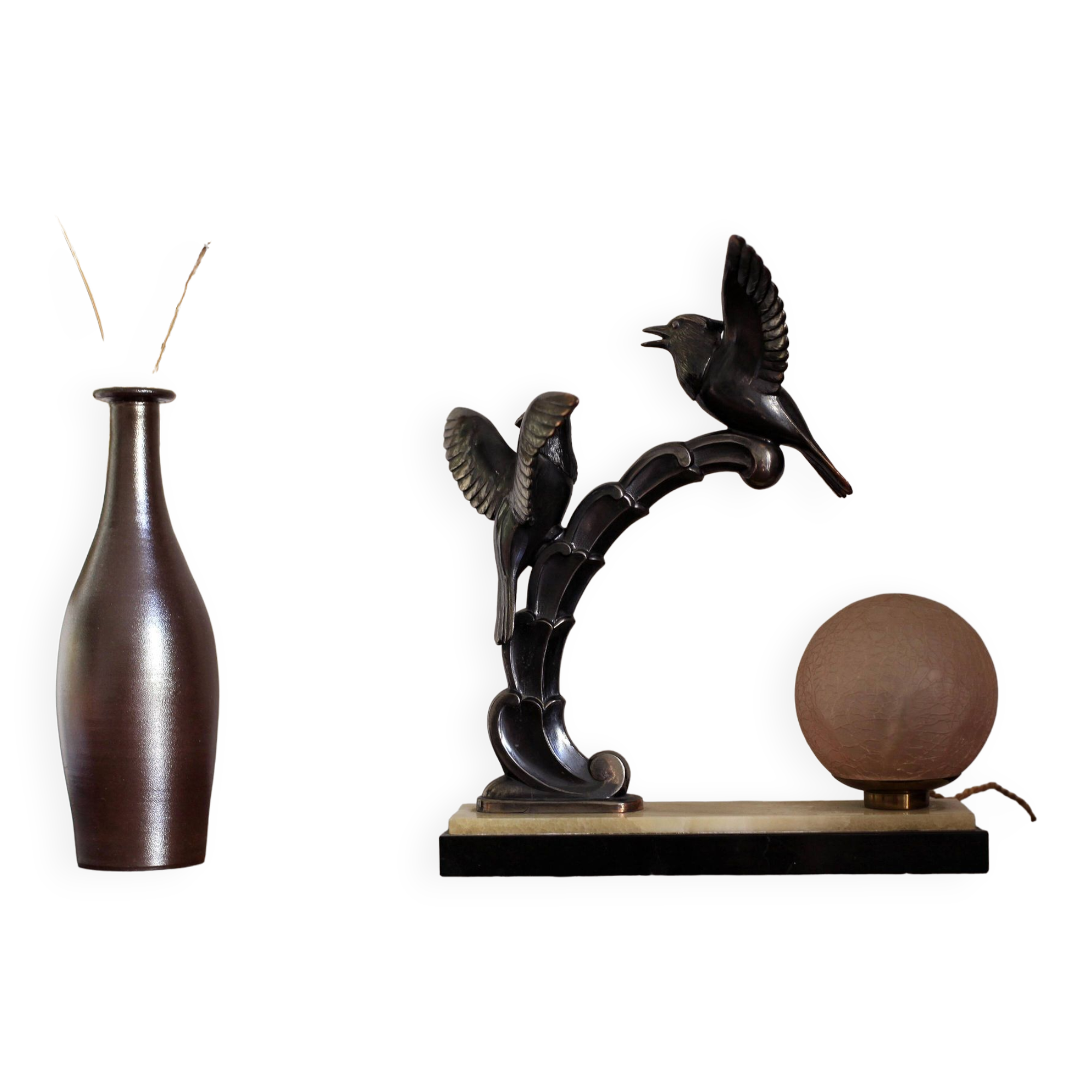 Art-deco lamp Opaline pink Large format