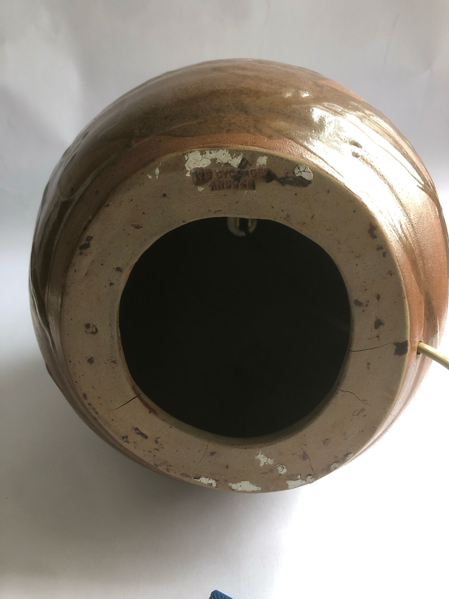 Salt-glazed stoneware lamp base from the workshop "Les Cyclades"