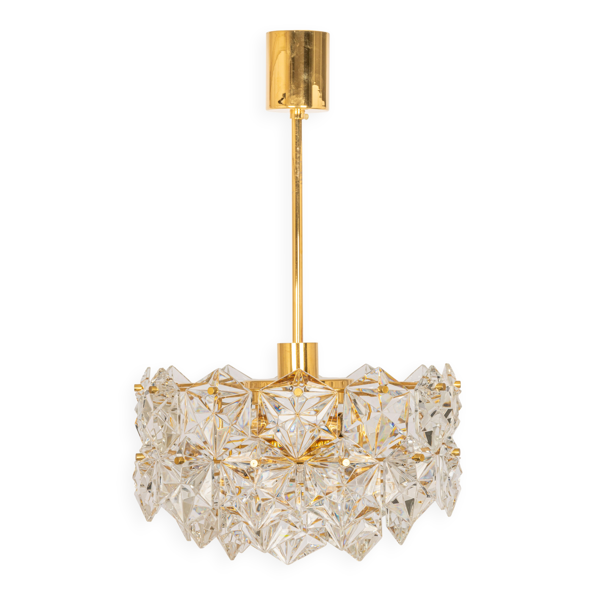Small chandelier, brass and crystal glass by Kinkeldey, Germany, 1970s.
