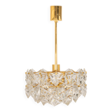 Small chandelier, brass and crystal glass by Kinkeldey, Germany, 1970s.
