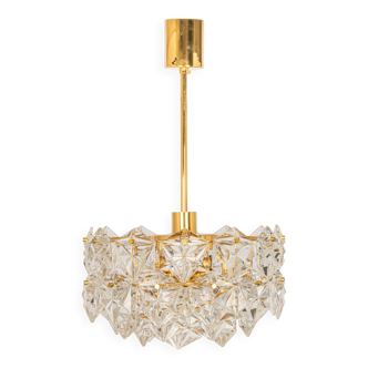 Small chandelier, brass and crystal glass by Kinkeldey, Germany, 1970s.