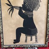 Painting Little boy with pine cone
