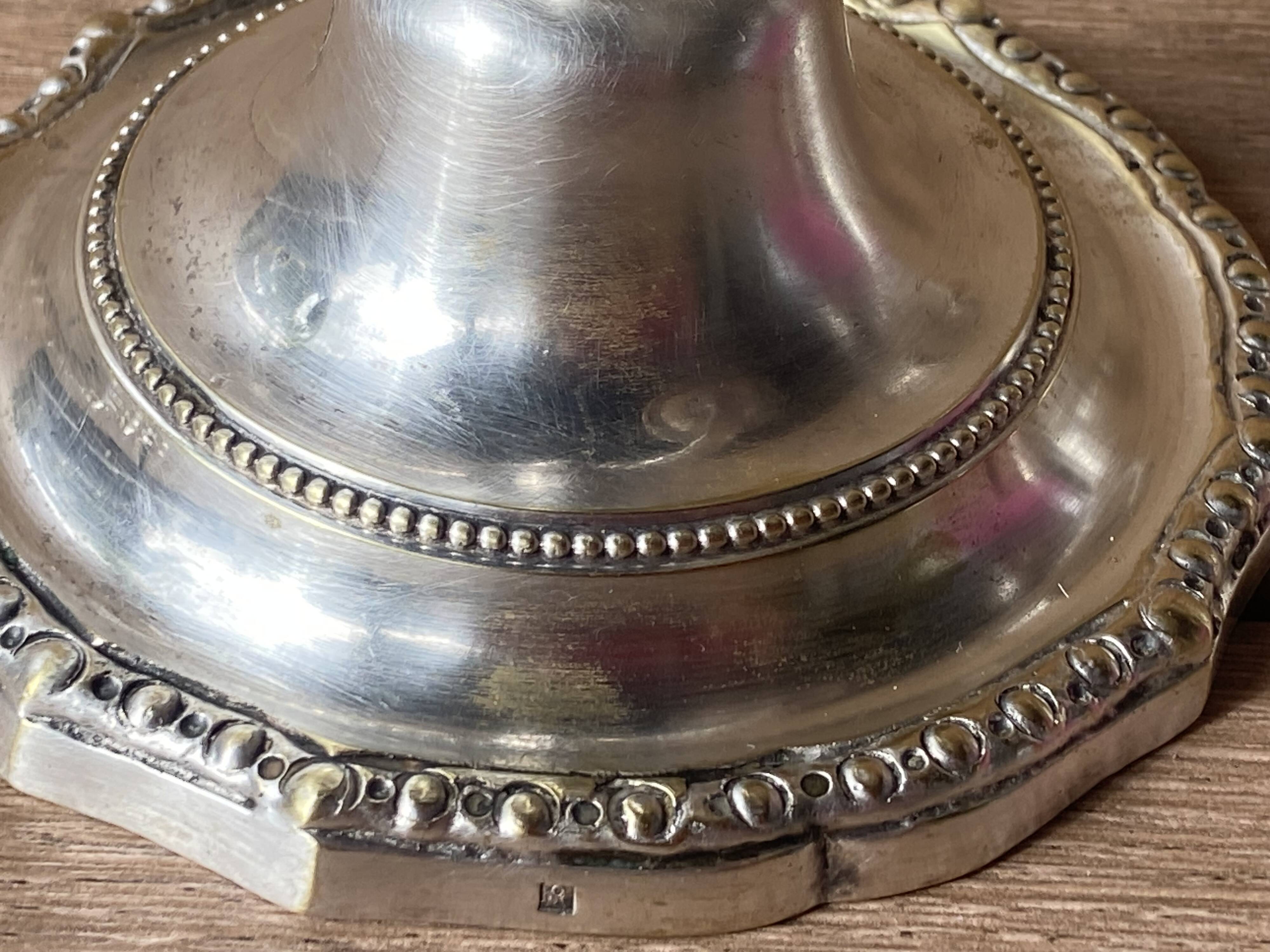 Pair of Candelabra Candlesticks Candle Holders Silver Bronze A. Mourier 1920