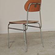 Set of 6 metal and wood school chairs  
Former Czechoslovakia 1960
