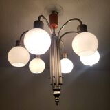 Space Age chrome and globe pendant light, Italy, 1960-70