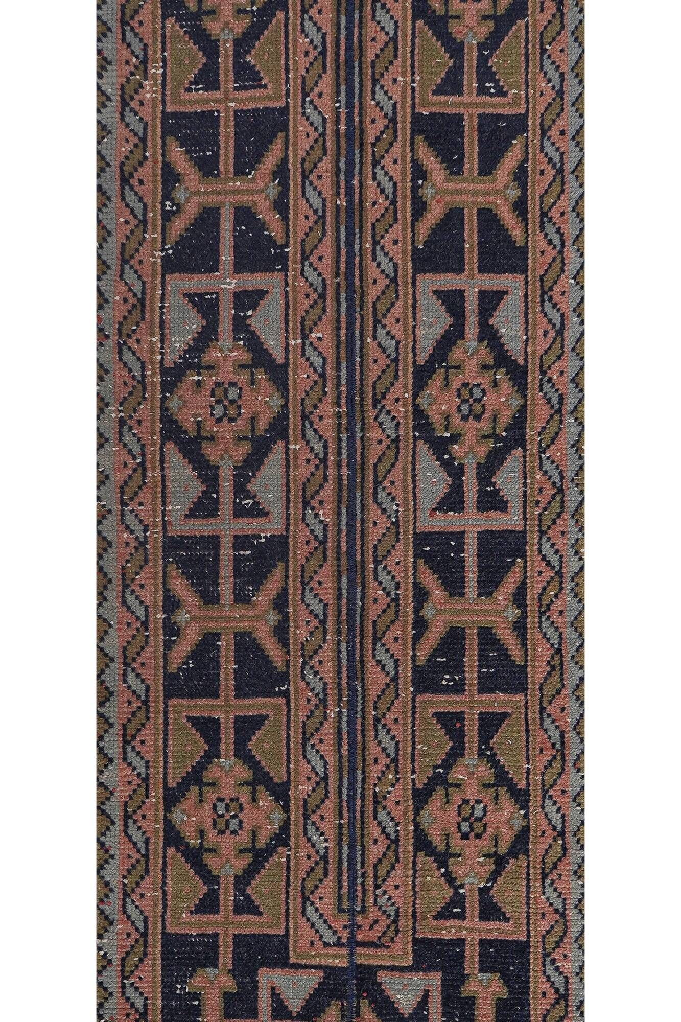 Vintage Turkish hallway rug 58x667 cm