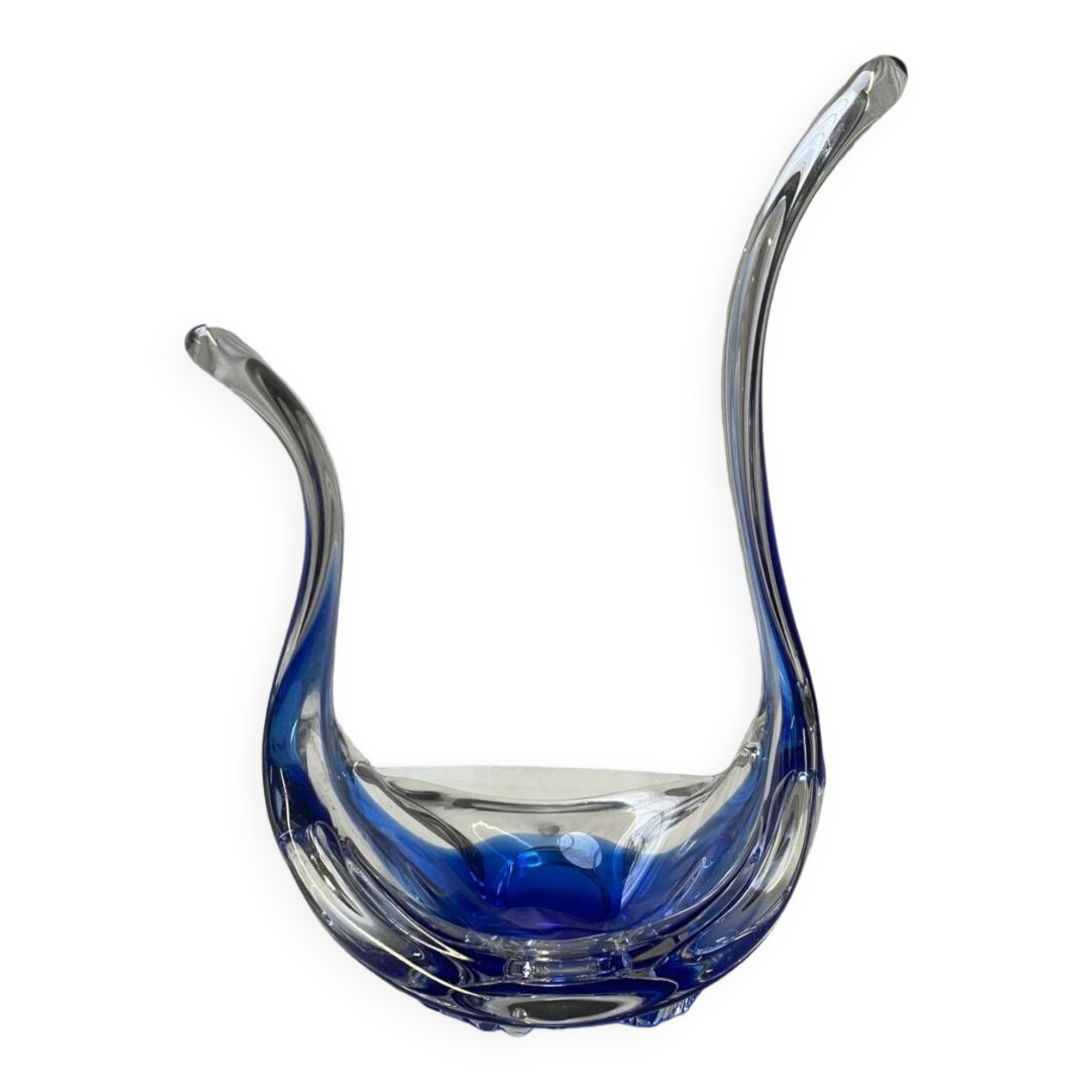 Objet déco style Italien années 60's en verre bleu et transparent