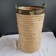 Copper and brass wicker basket
