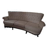 Vintage white curved tufted 3-seater sofa